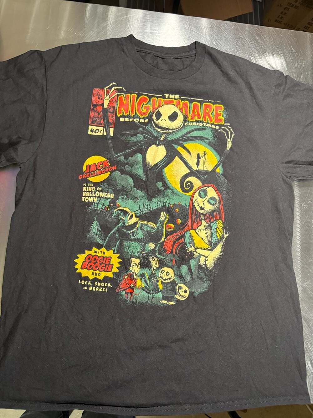 Disney The Nightmare Before Christmas Comic Cover Graphic T-Shirt Black
